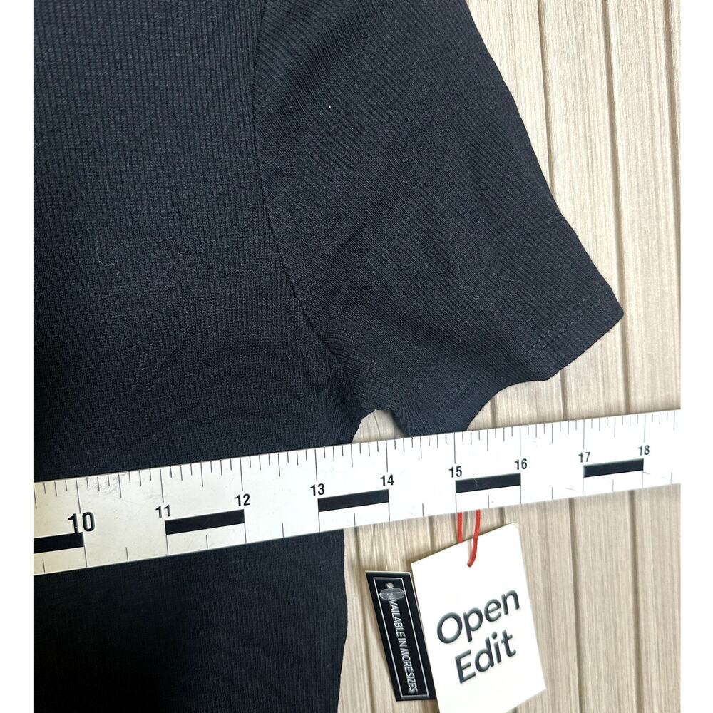 Open Edit Black Ribbed Bodycon Mini T-shirt Dress Size S - Picture 8 of 8